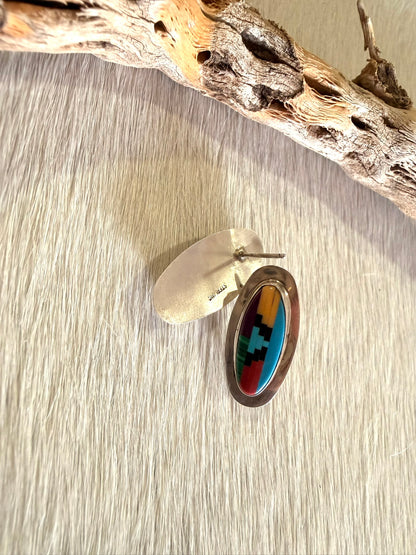 Mosiac Inlay Oval Earrings