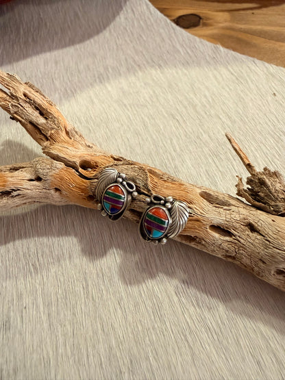 Inlay Feather Stud Earrings
