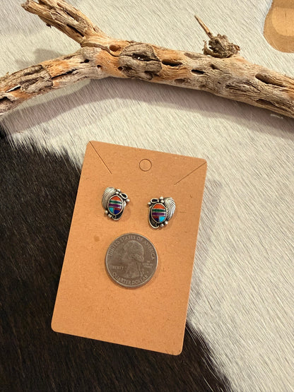 Inlay Feather Stud Earrings