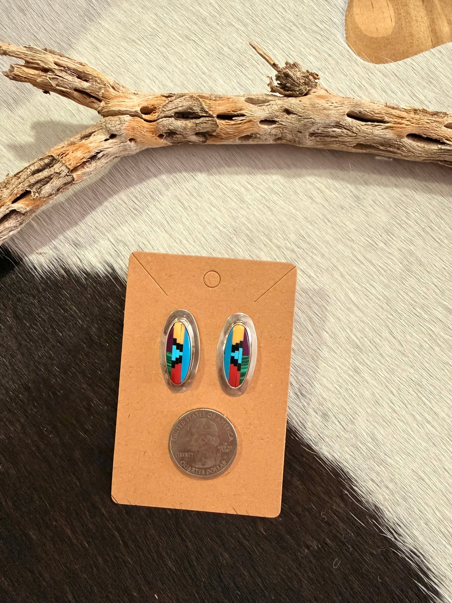 Mosiac Inlay Oval Earrings