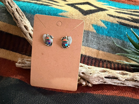 Inlay Feather Stud Earrings