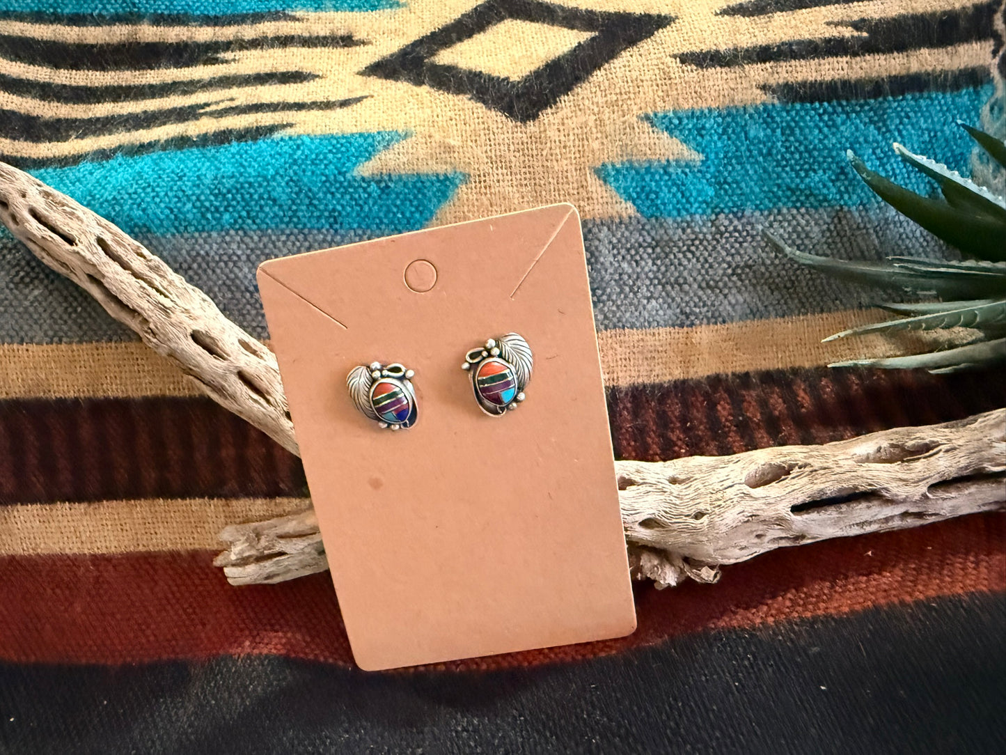 Inlay Feather Stud Earrings
