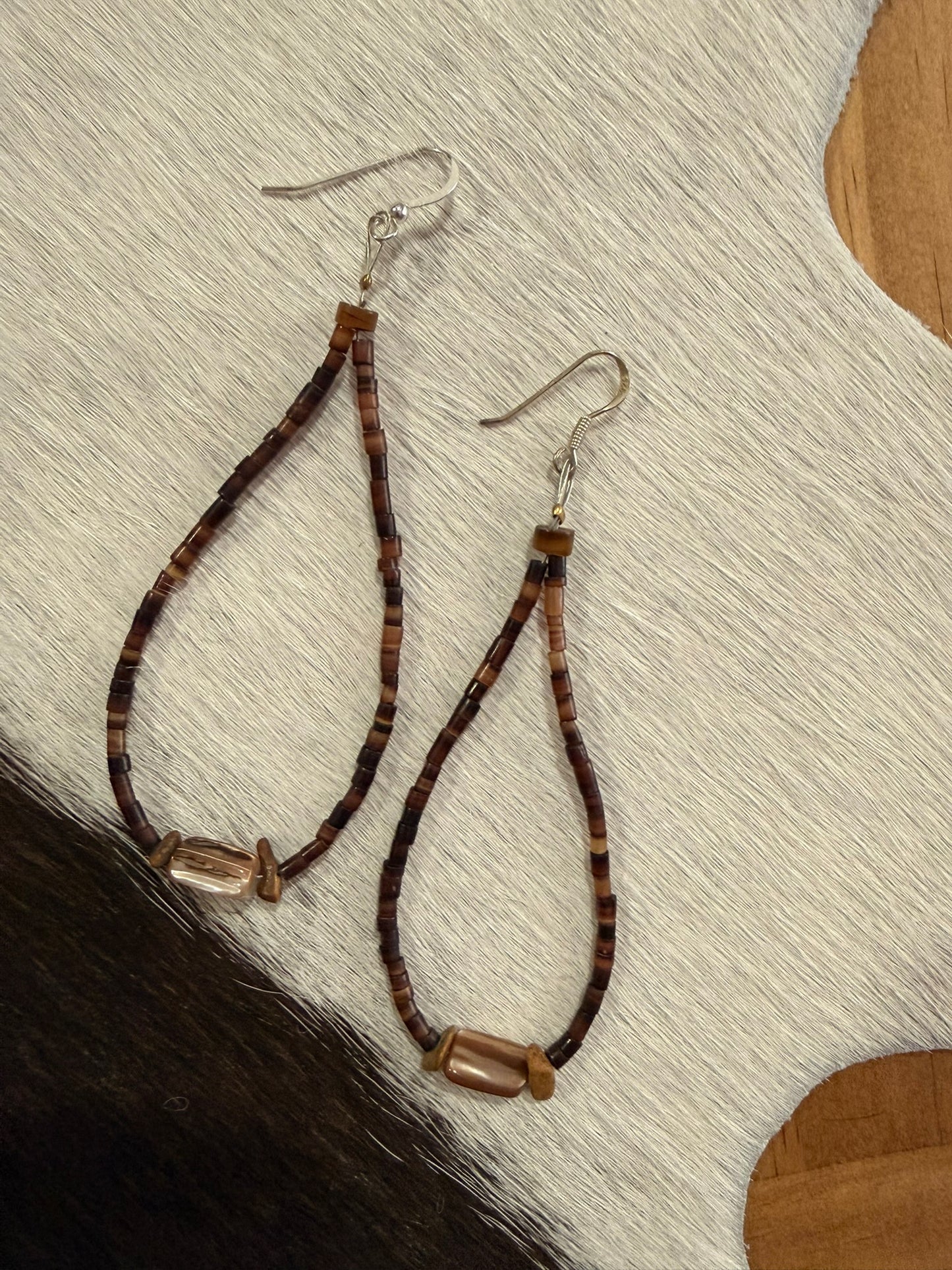 Handstrung Brown Beaded Earrings