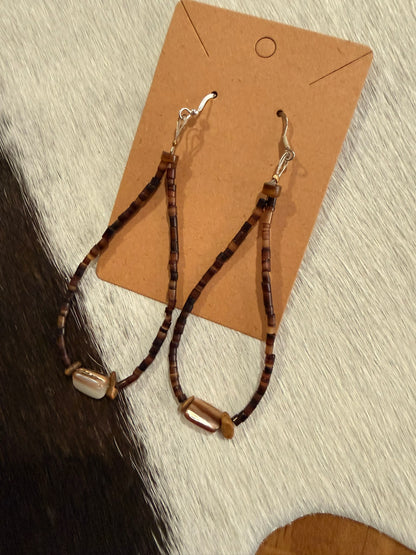 Handstrung Brown Beaded Earrings
