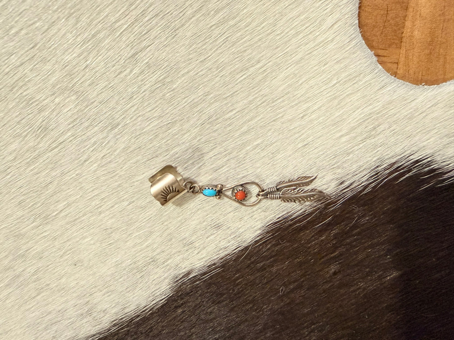 Ear Cuff Turquoise and Coral Feather