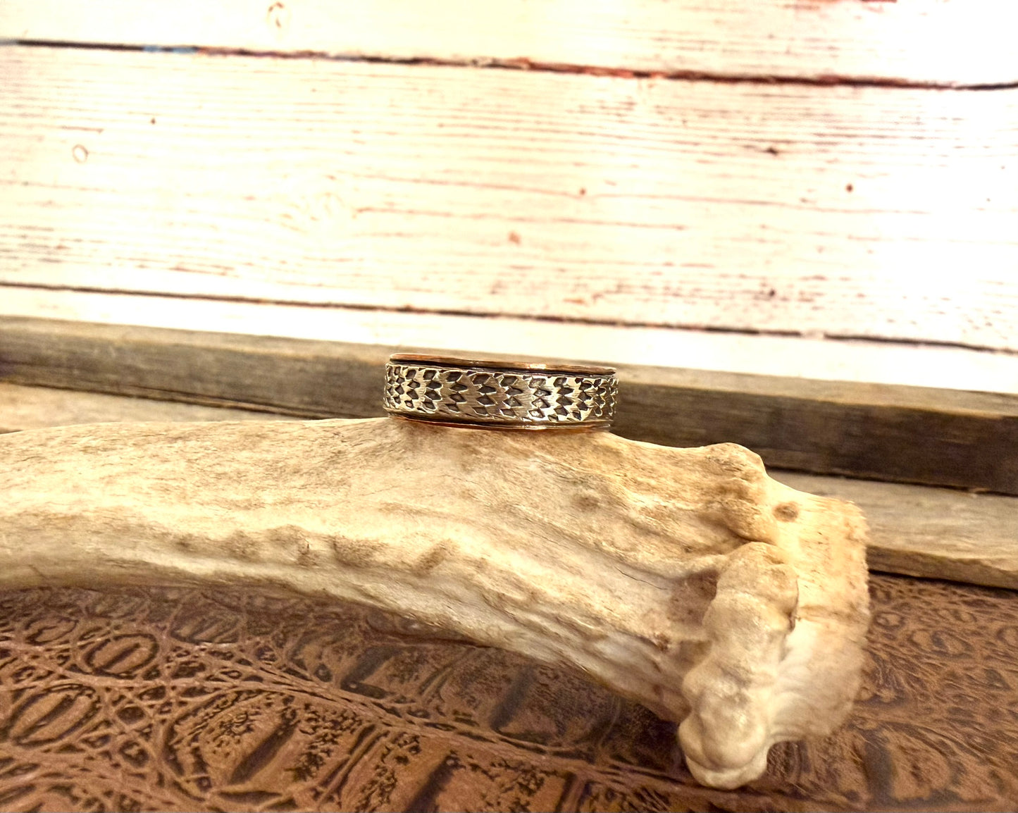 Larger Copper Stamped Ring Size 13.5