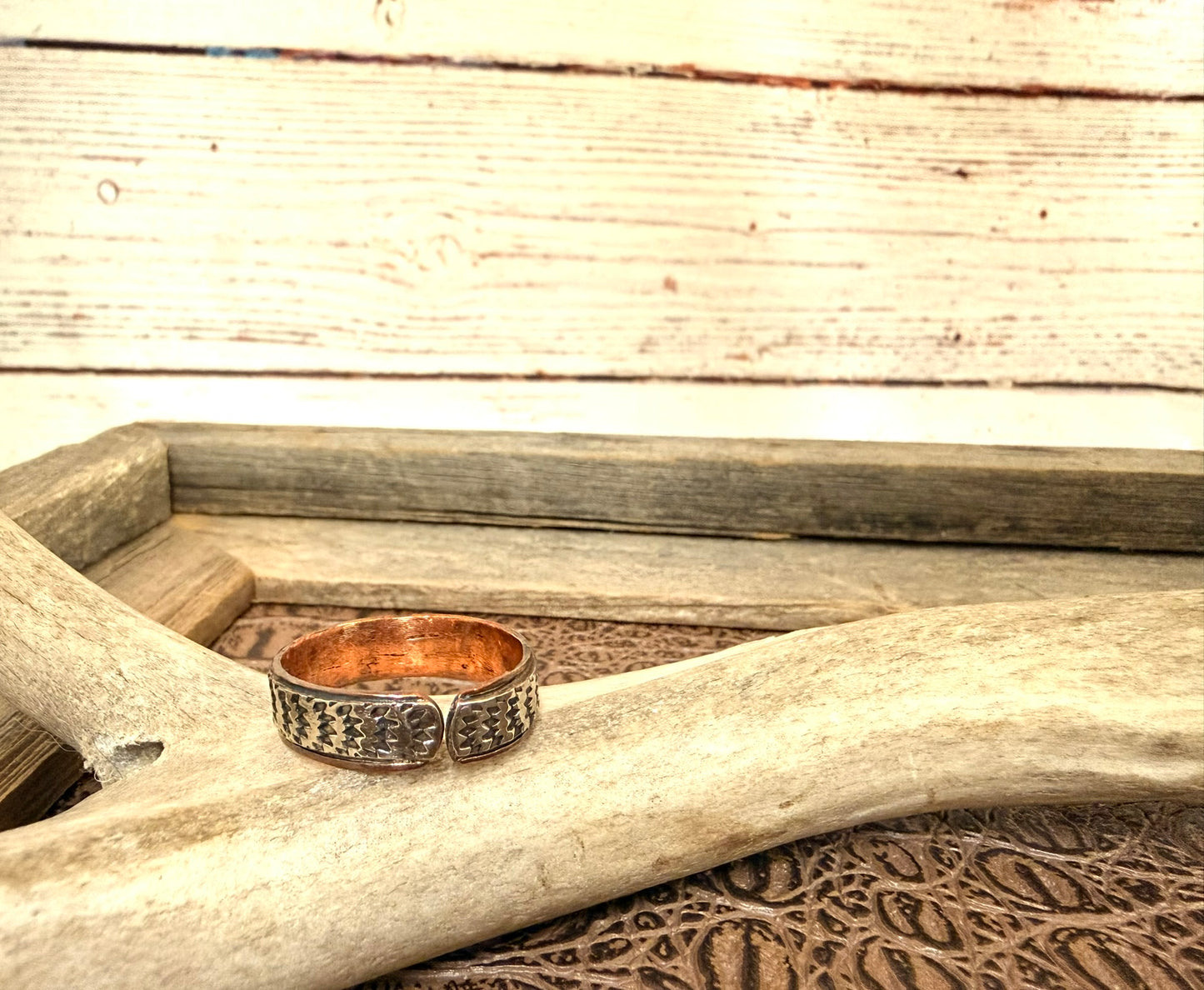 Larger Copper Stamped Ring Size 13.5