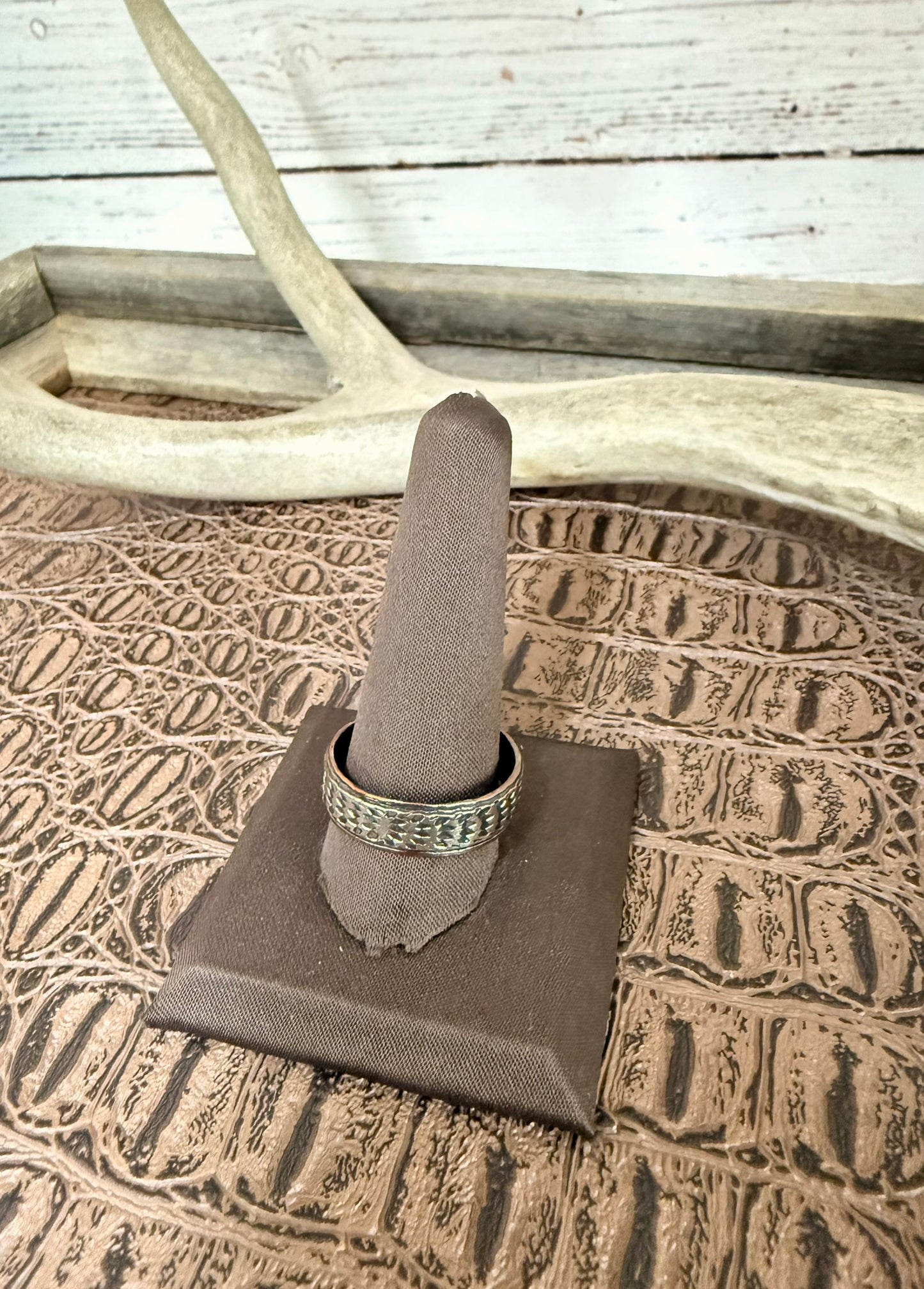 Larger Copper Stamped Ring Size 13.5