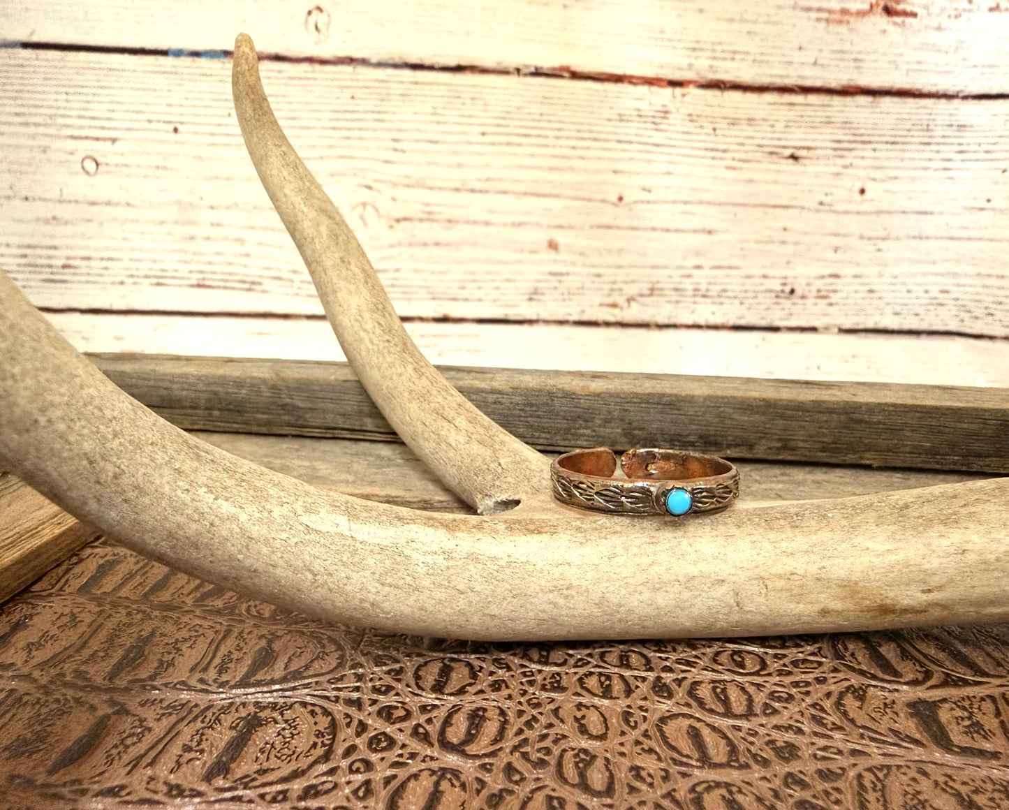 Copper and Turquoise Ring Size 16