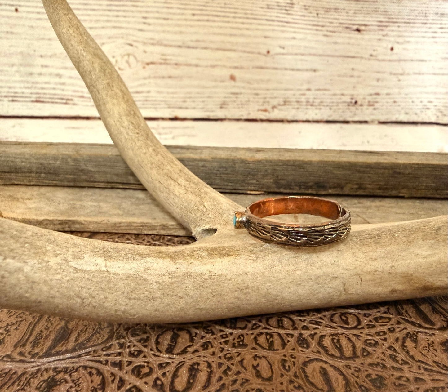 Copper and Turquoise Ring Size 16