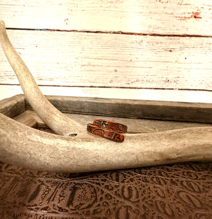 Copper Bear Stamped Ring Size 11