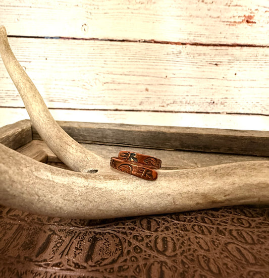 Copper Bear Stamped Ring Size 11