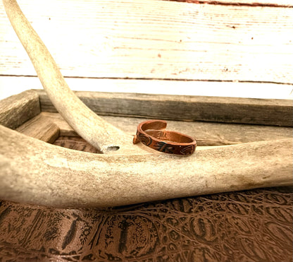 Copper Bear Stamped Ring Size 11