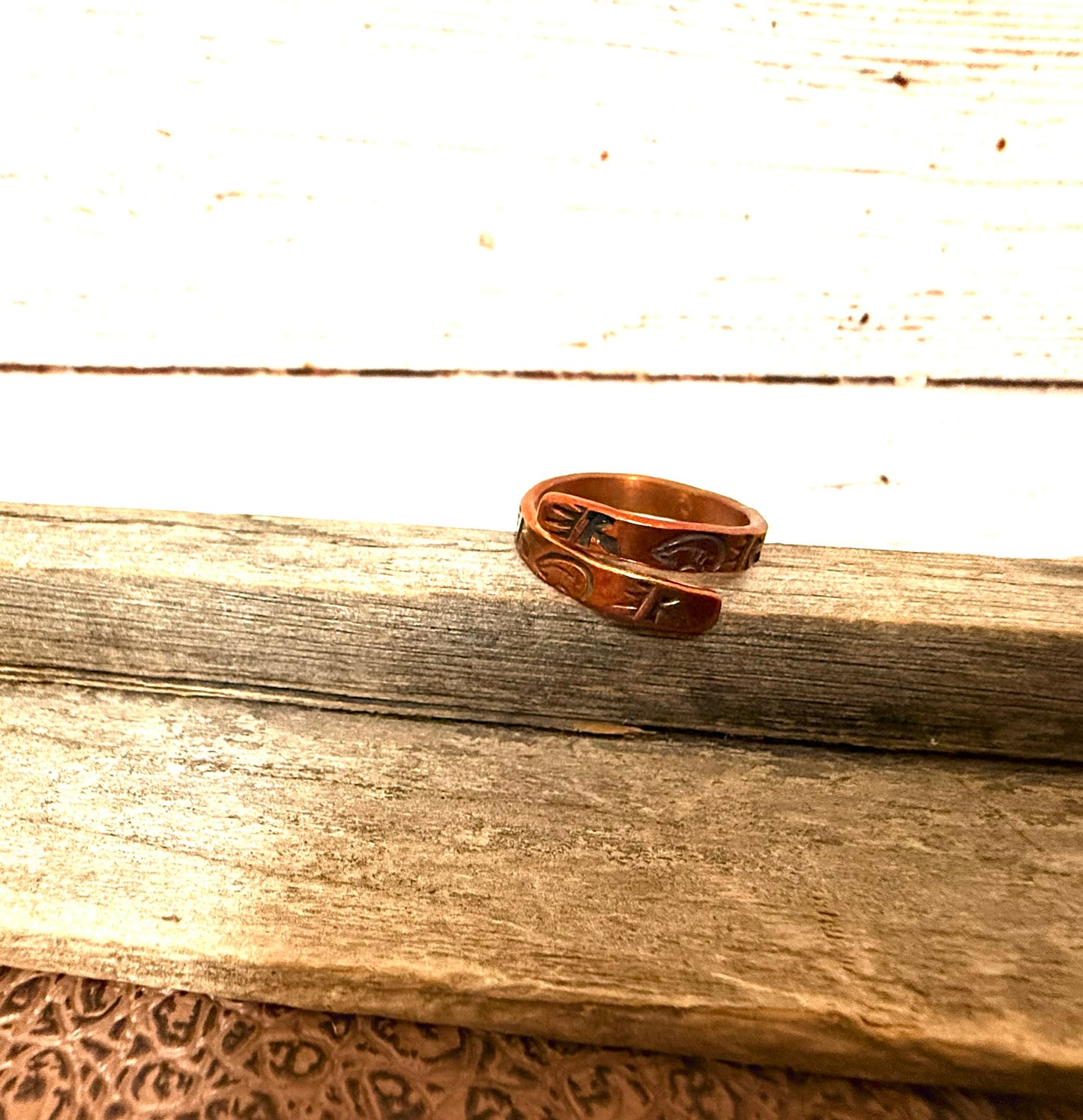 Copper Bear Stamped Ring Size 11