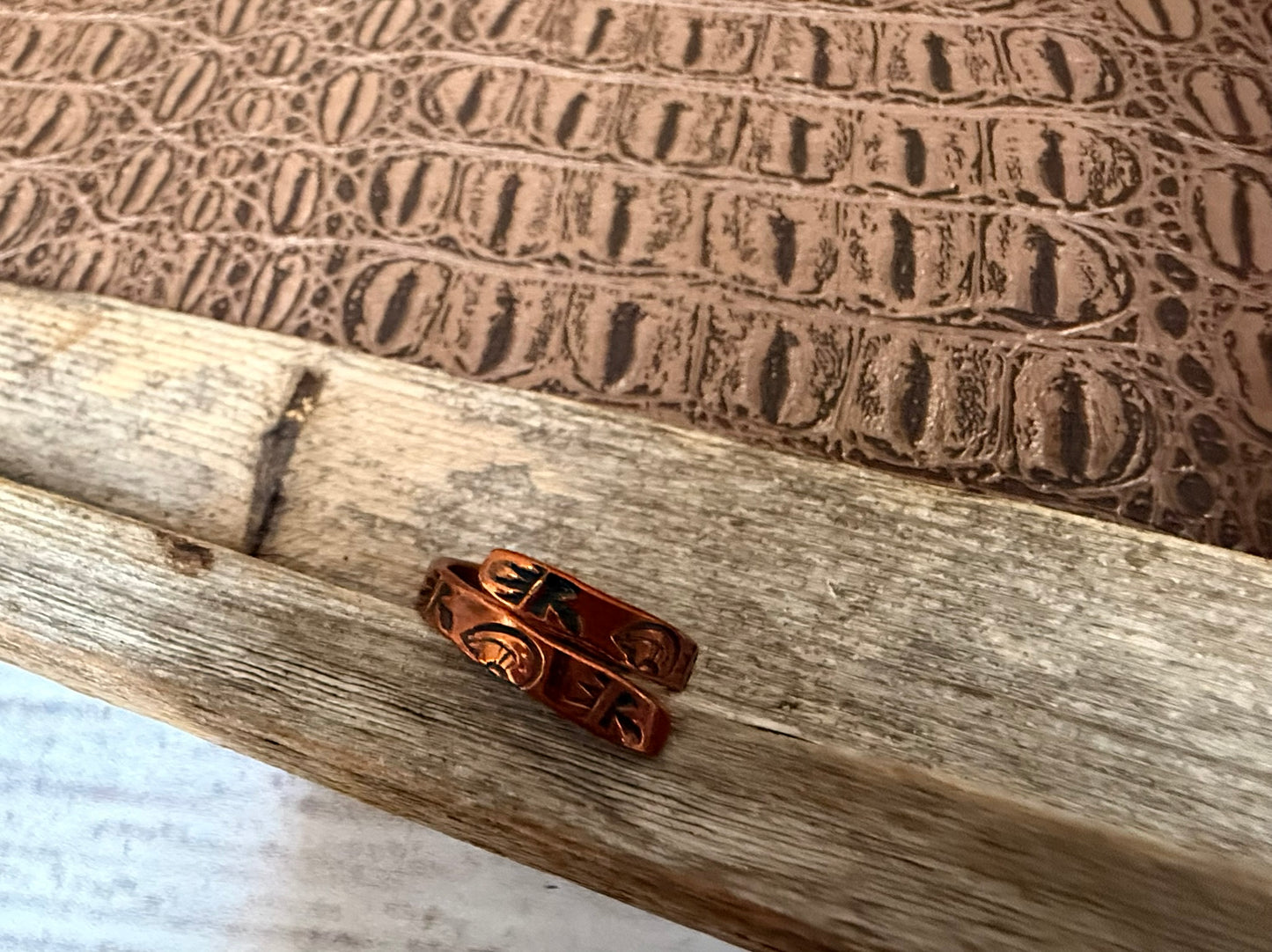Copper Bear Stamped Ring Size 11
