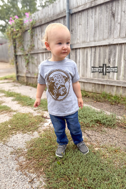 Kids Happy Hereford Tee- Brown
