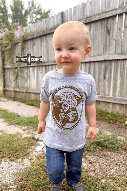 Kids Happy Hereford Tee- Brown