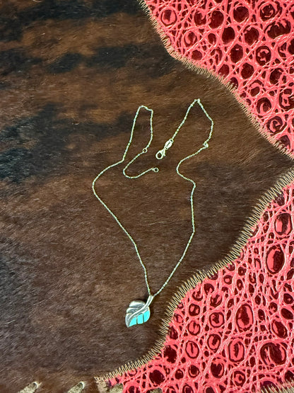 Leaf Turquoise Inlay Necklace