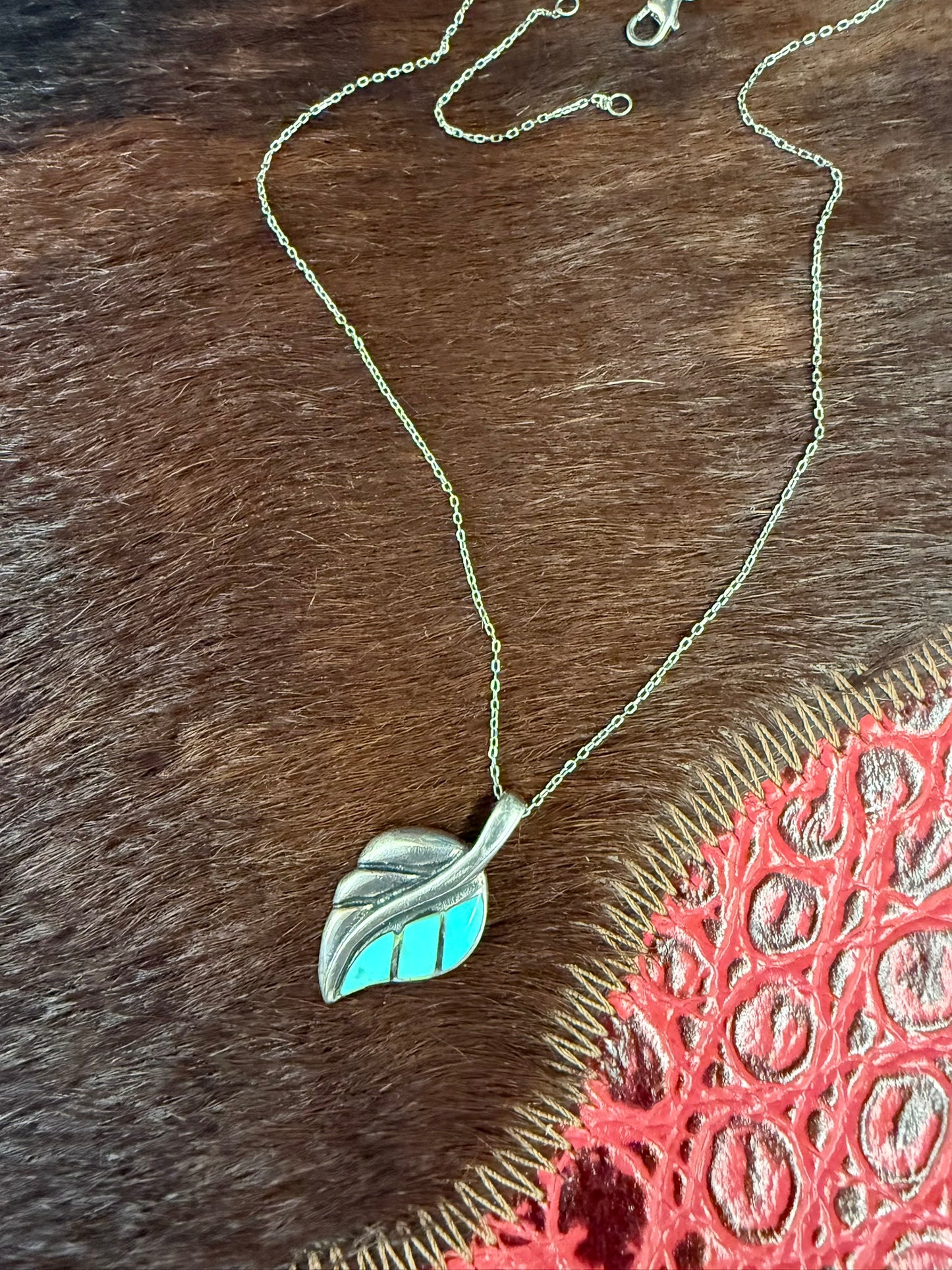 Leaf Turquoise Inlay Necklace
