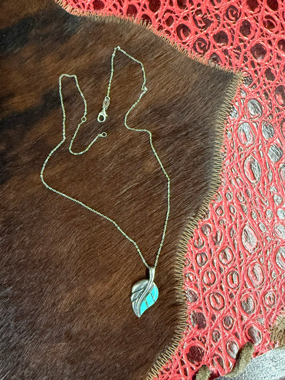 Leaf Turquoise Inlay Necklace
