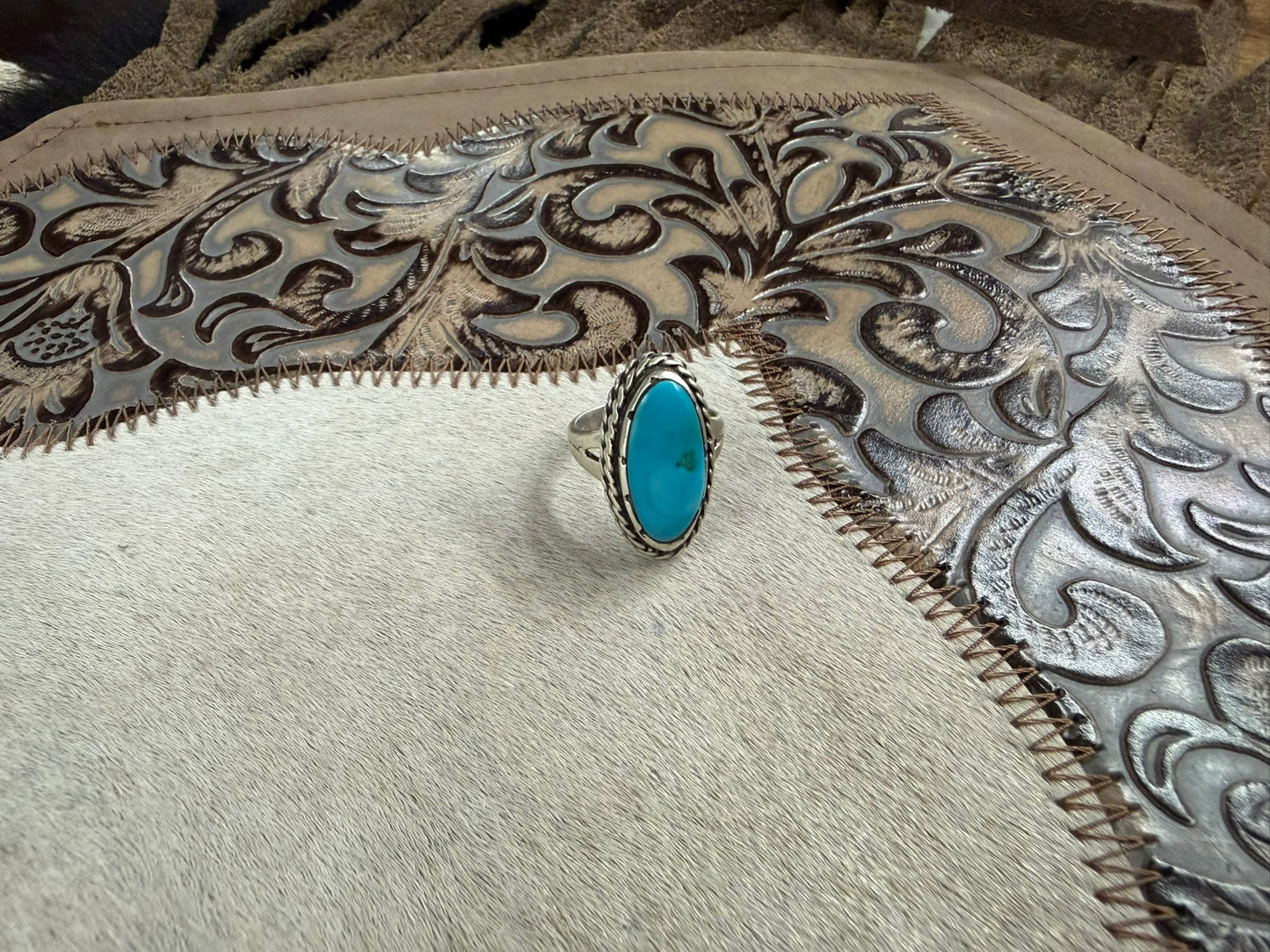 Turquoise Inlay Ring Size 8