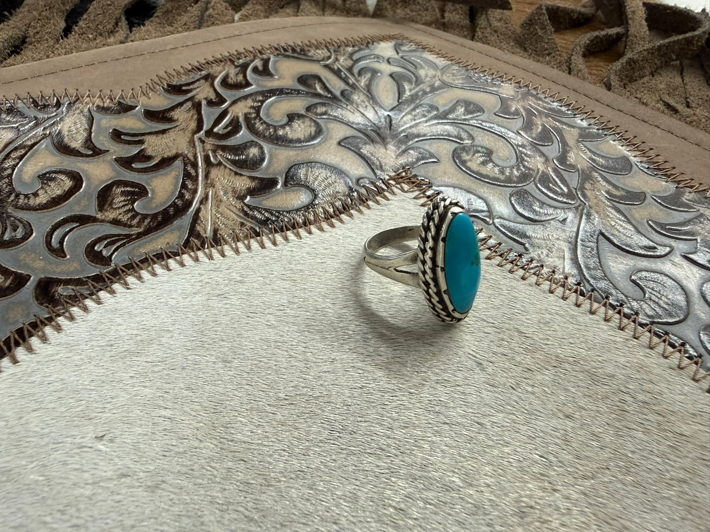 Turquoise Inlay Ring Size 8
