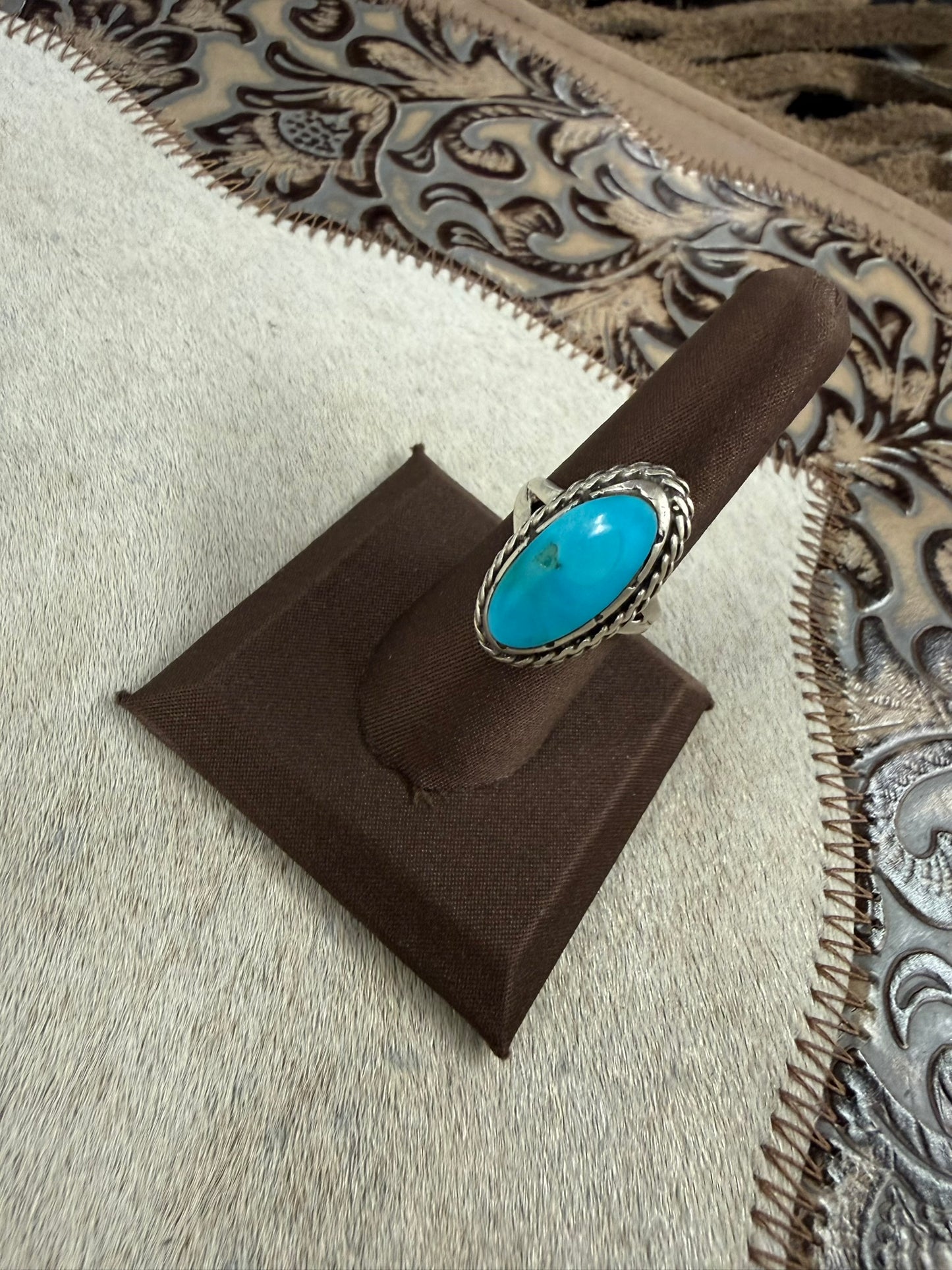 Turquoise Inlay Ring Size 8