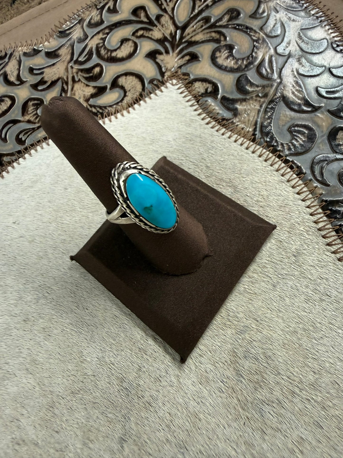 Turquoise Inlay Ring Size 8
