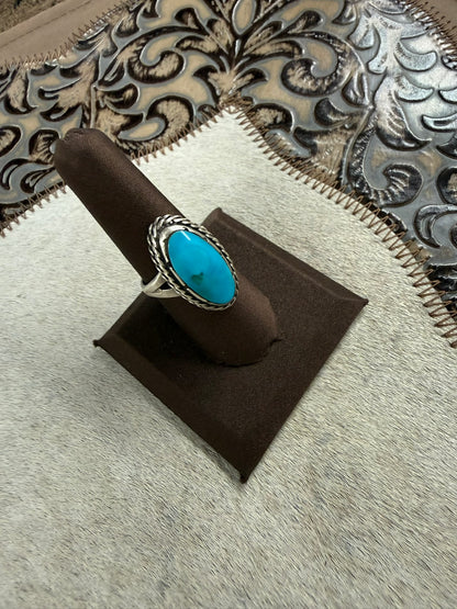 Turquoise Inlay Ring Size 8