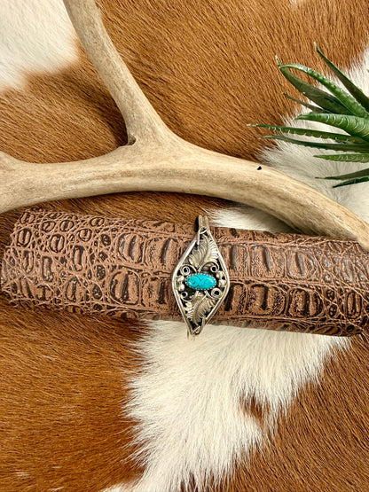 Feather Swirl Turquoise Cuff Size 5.75
