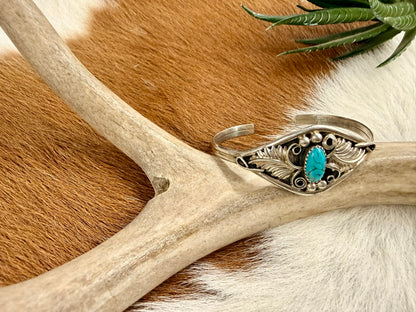 Feather Swirl Turquoise Cuff Size 5.75