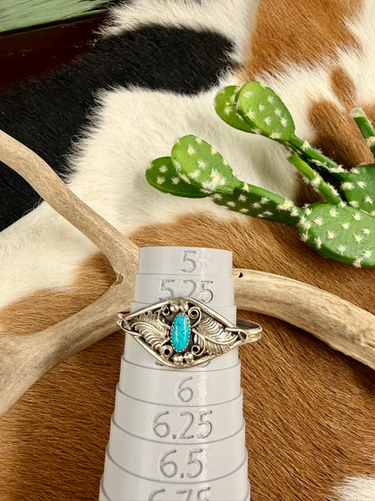 Feather Swirl Turquoise Cuff Size 5.75