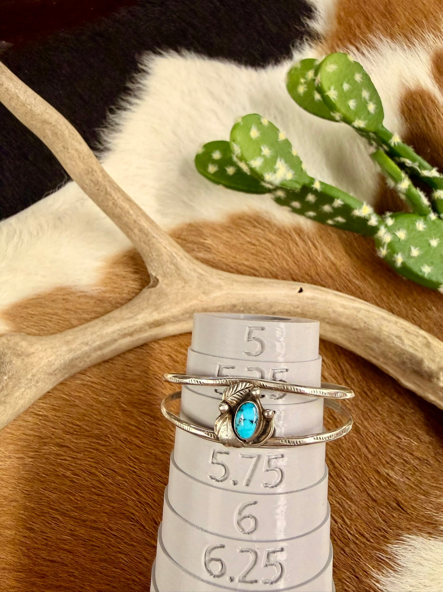 Feather and Turquoise Cuff Size 5.5