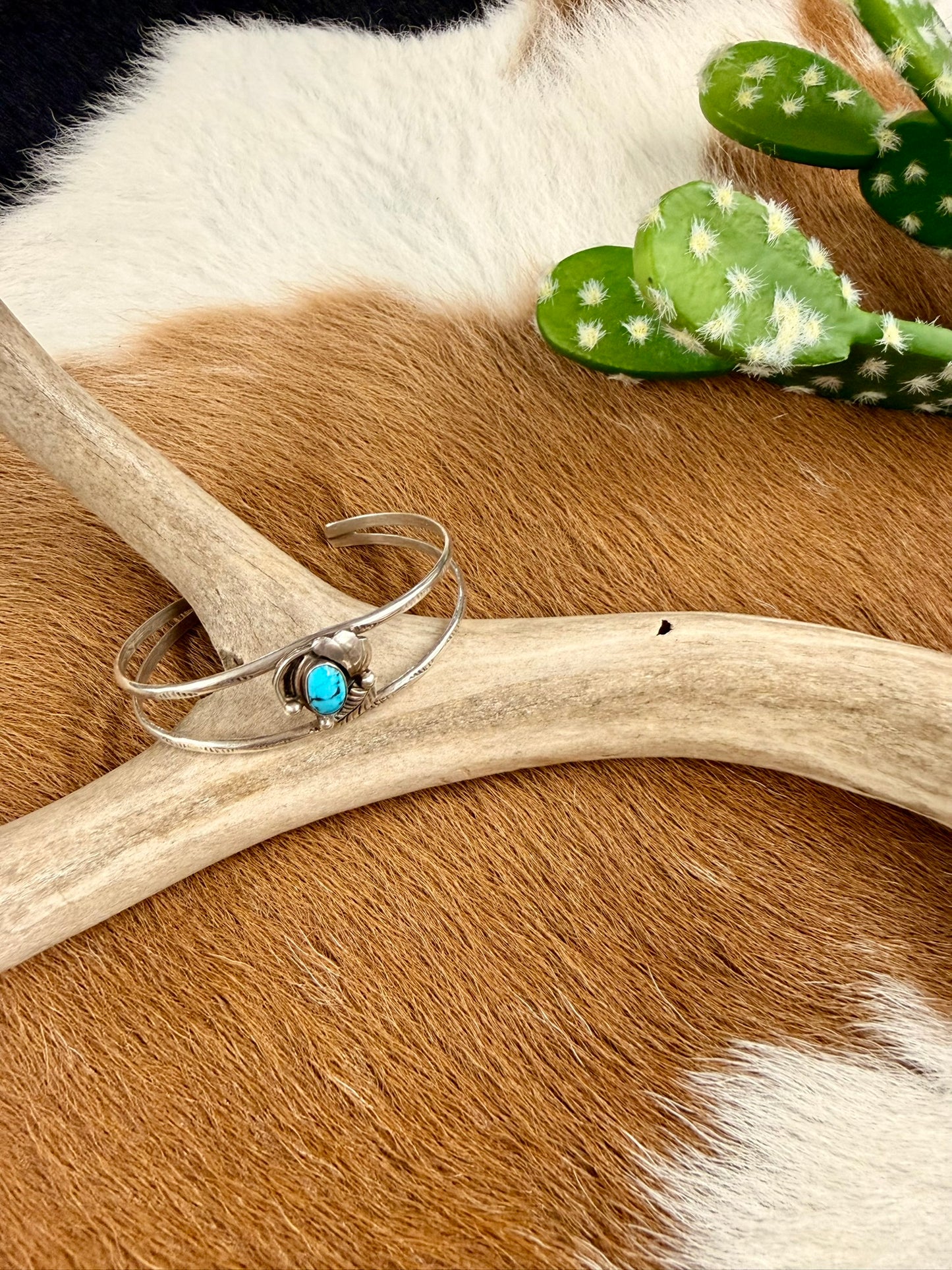 Feather and Turquoise Cuff Size 5.5