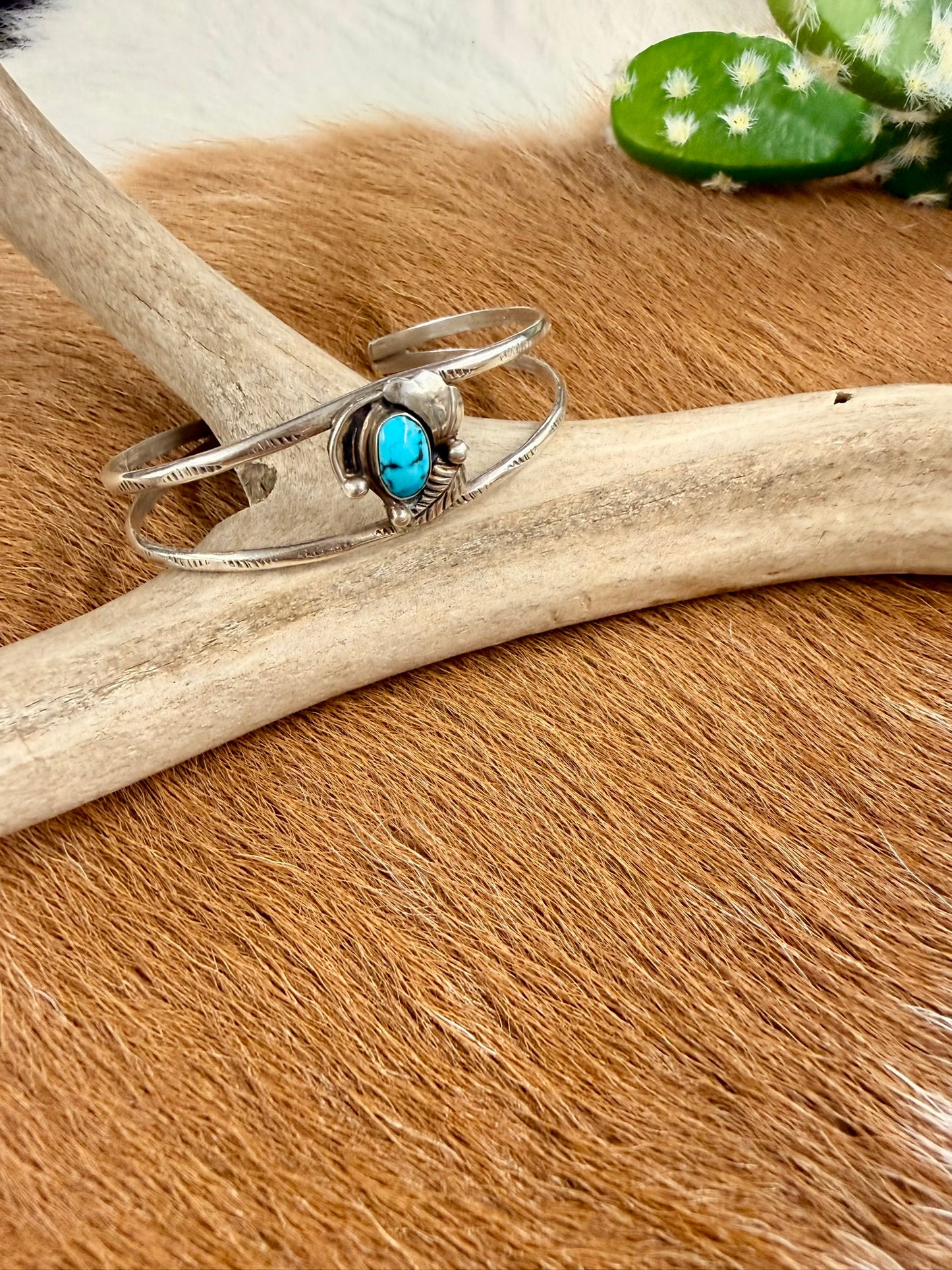 Feather and Turquoise Cuff Size 5.5
