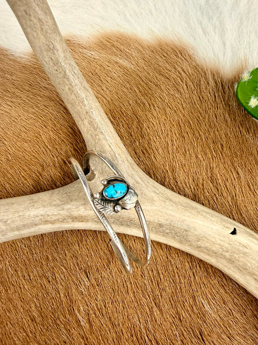 Feather and Turquoise Cuff Size 5.5