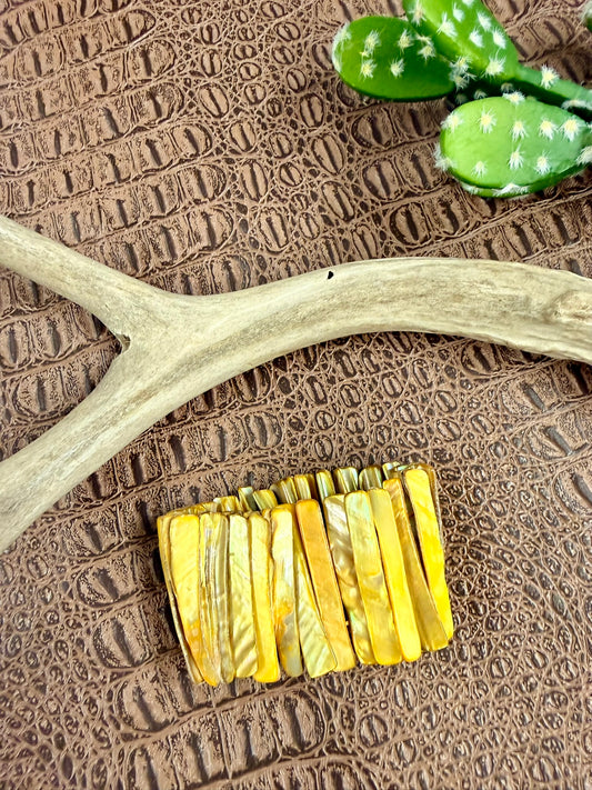 Yellow Abalone Shell Stretch Bracelet