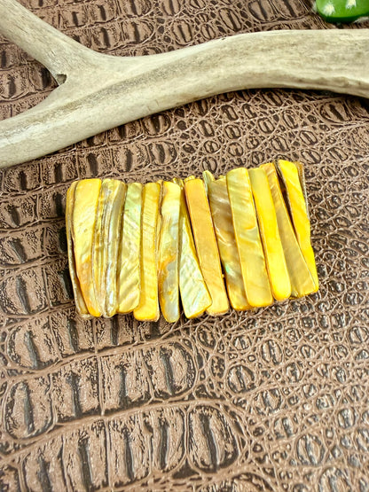 Yellow Abalone Shell Stretch Bracelet