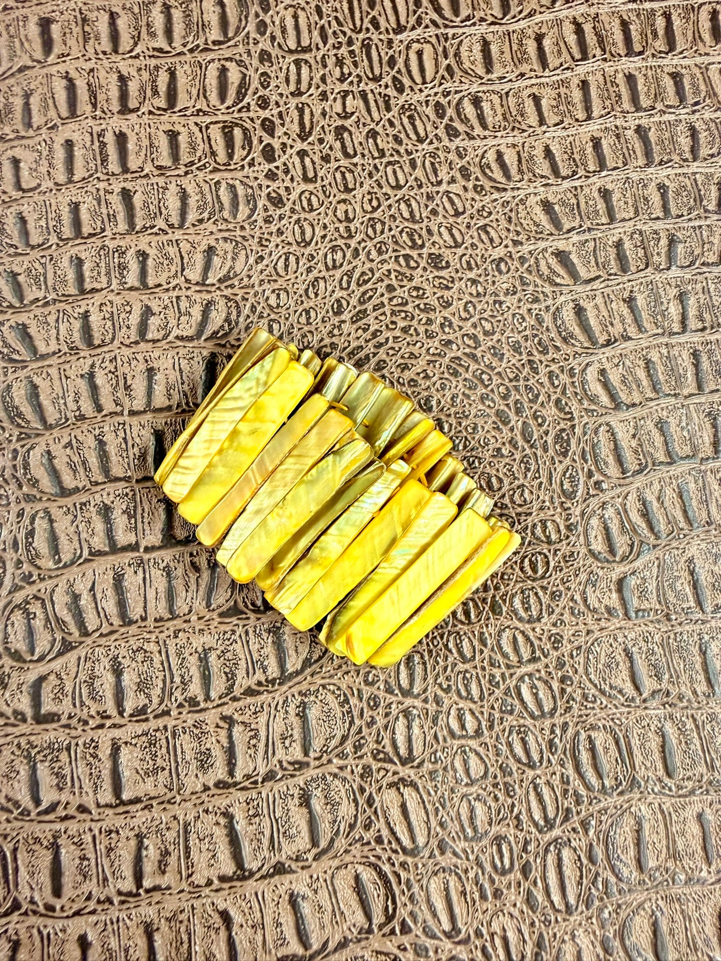 Yellow Abalone Shell Stretch Bracelet
