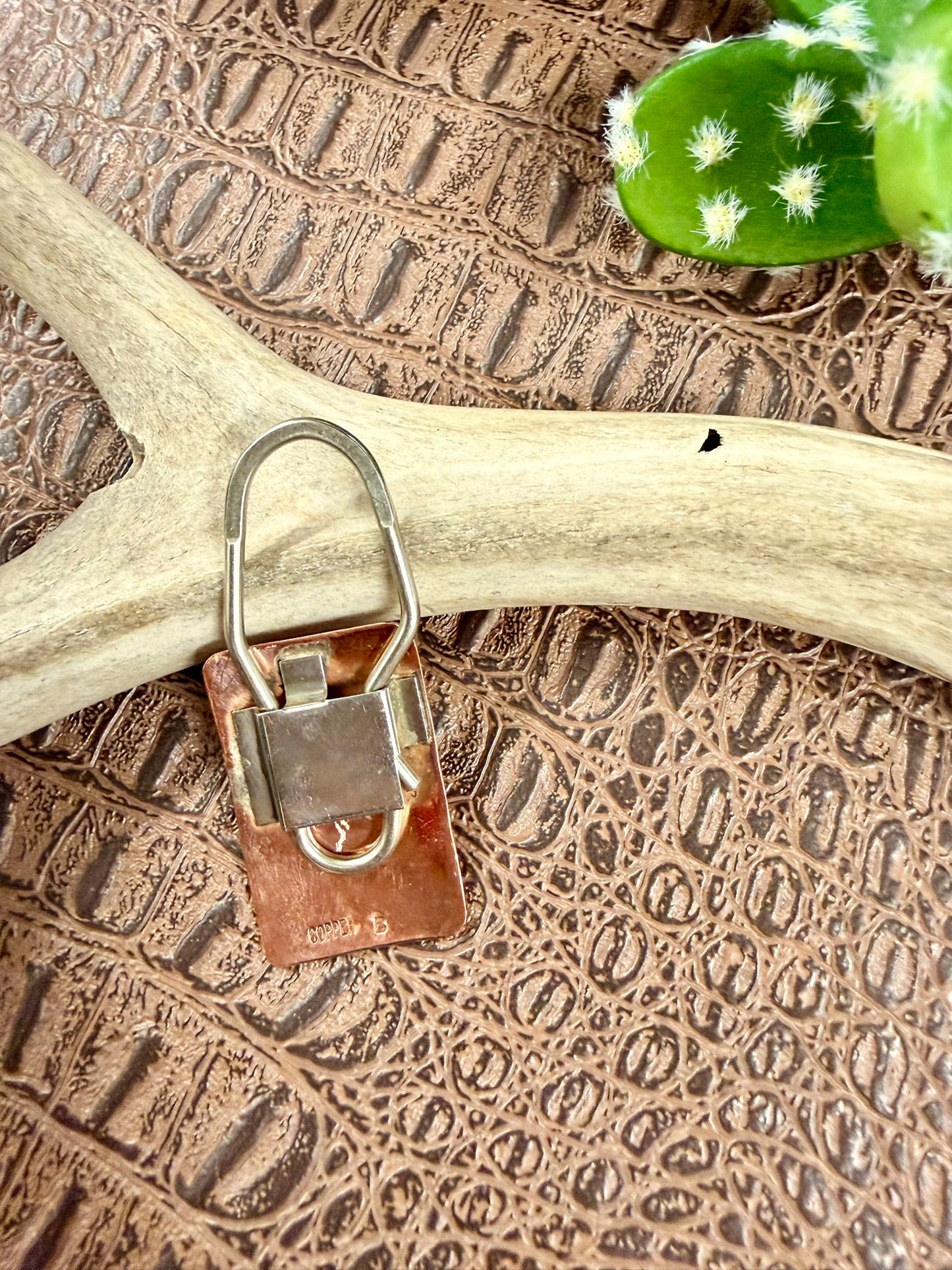 Copper Turquoise Coral Inlay Keychains