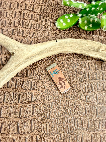 Copper Turquoise Coral Inlay Money Clips