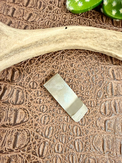 Copper Turquoise Coral Inlay Money Clips