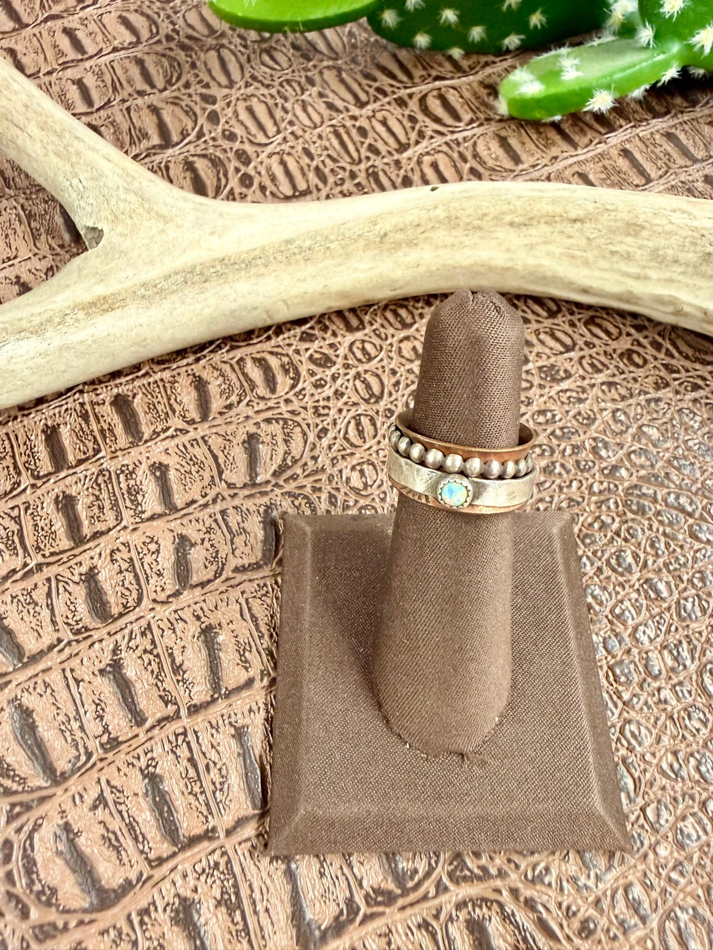 Copper and Opal Spinner Ring Size 5