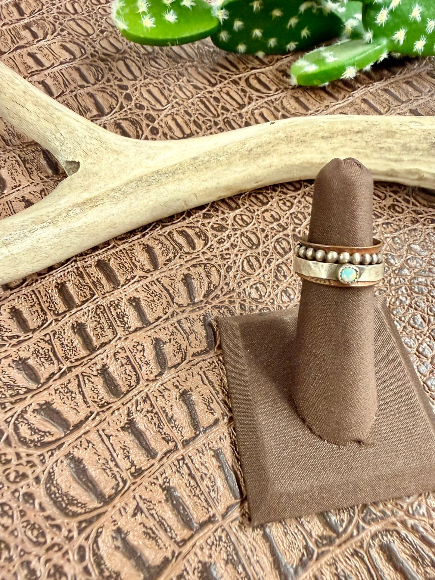 Copper and Opal Spinner Ring Size 5