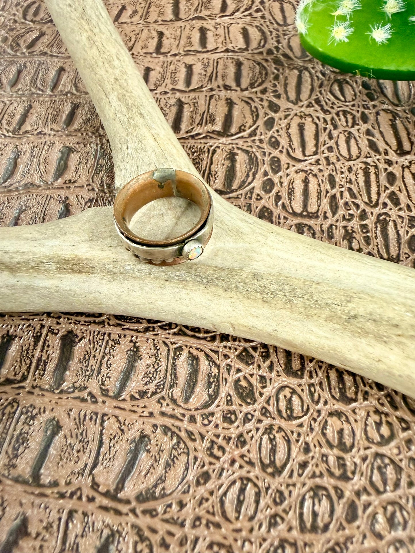 Copper and Opal Spinner Ring Size 5