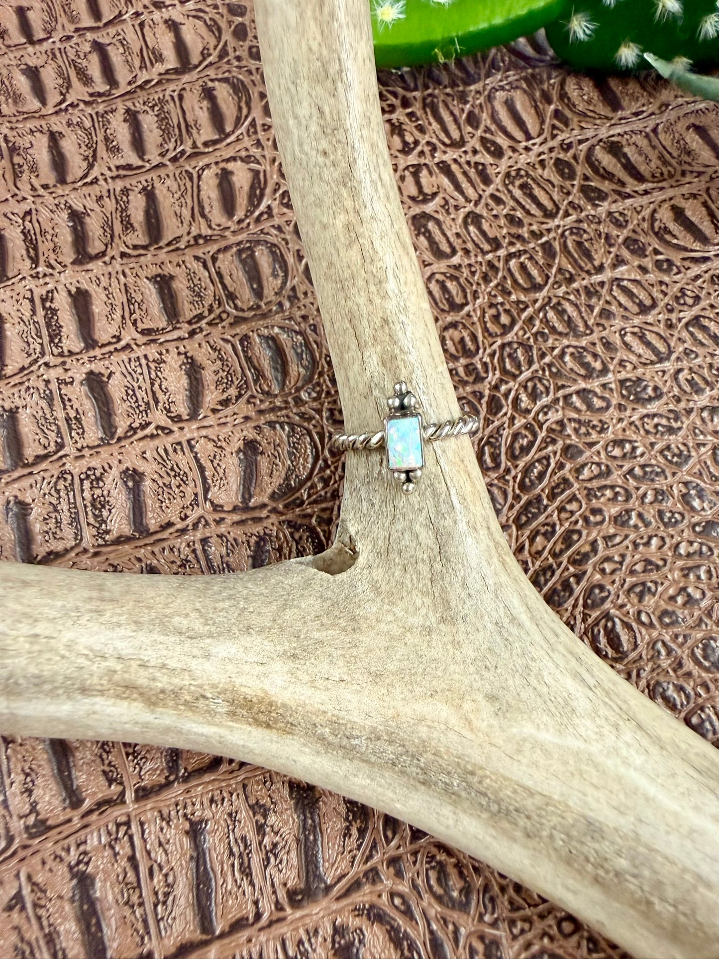 Opal and Rope Band Ring Size 6.75