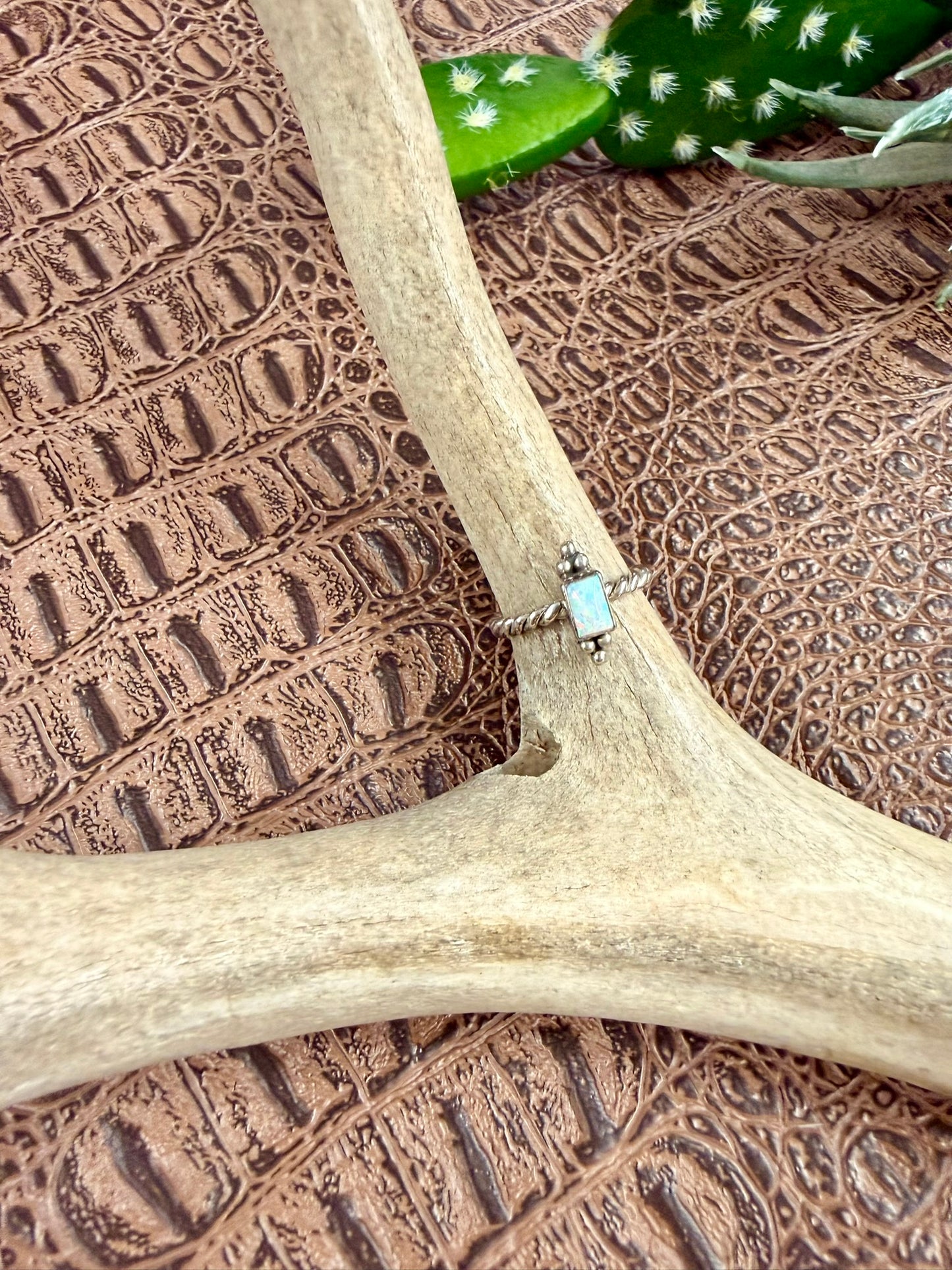 Opal and Rope Band Ring Size 6.75