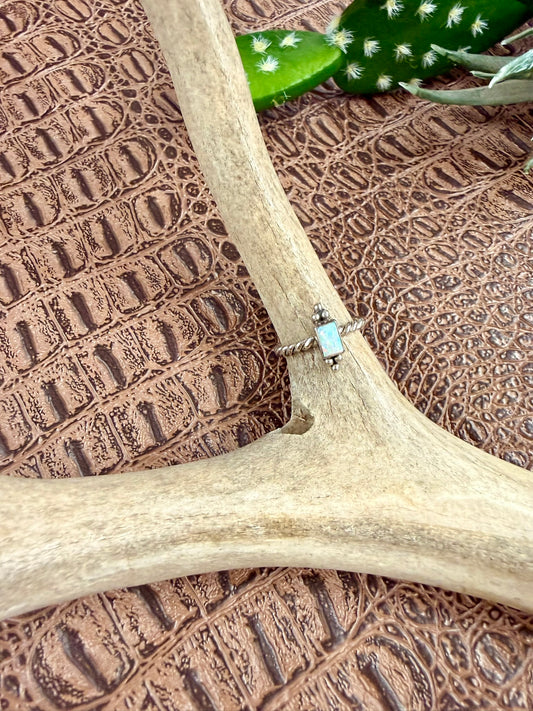 Opal and Rope Band Ring Size 6.75