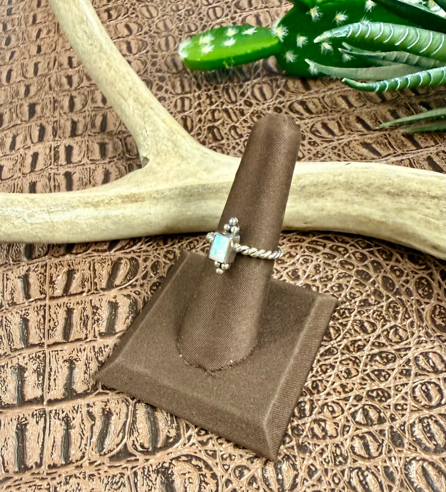 Opal and Rope Band Ring Size 6.75