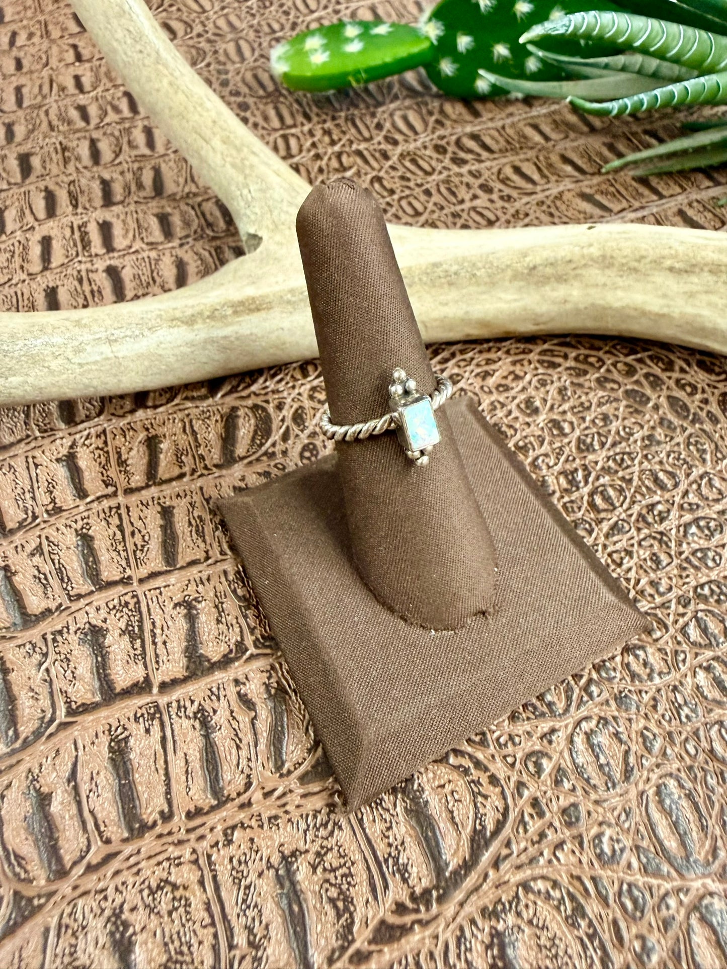 Opal and Rope Band Ring Size 6.75